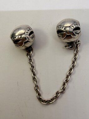 Pandora Retired Dainty Bow CZ Safety Chain 791780CZ Sterling Silver